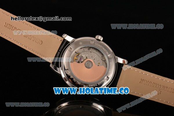 Vacheron Constantin Patrimony Miyota 9015 Automatic Steel Case with White Dial Silver Arabic Numeral/Stick Markres and Black Leather Strap - Click Image to Close